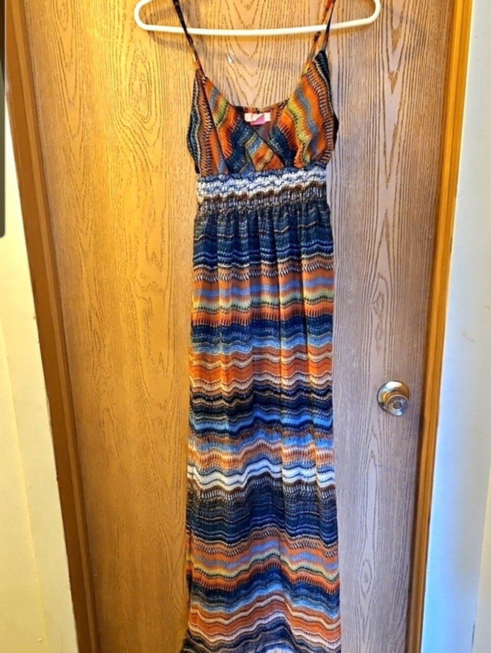 Striped Maxi Dress in Blue and Orange